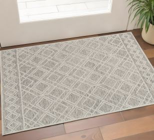3' X 5' Sand Geometric Diamond Wool Area Rug