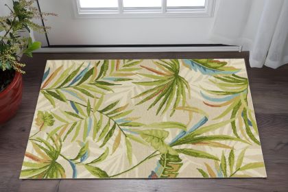 3' X 5' Sand Tropical Botanical Hand Tufted Area Rug