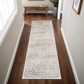 8' Runner Ivory Floral Runner Rug