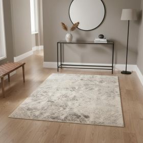 4' X 6' Gray and Ivory Damask Area Rug