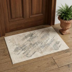 3' X 5' Gray and Ivory Abstract Distressed Area Rug