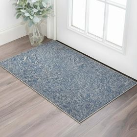 3' X 5' Indigo Ivory Heather Indoor Shag Rug