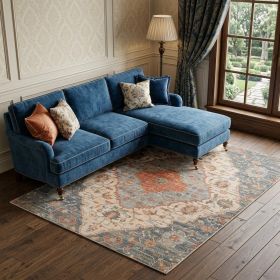 8' X 10' Blue Red Hand Woven Diamond Medallion Indoor Area Rug