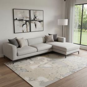 7' X 10' Sand Grey Machine Woven Abstract Indoor Area Rug