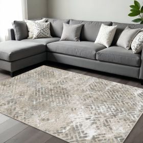 6' X 9'  Polyester Sand Silver Area Rug