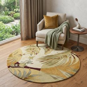 5' Round  Wool Coral Or Ivory  Area Rug
