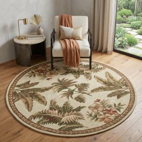 5' Round  Wool Ivory  Area Rug
