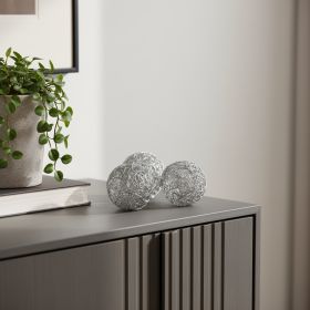 Set of Three Silver Wire 4" Decorative Orbs