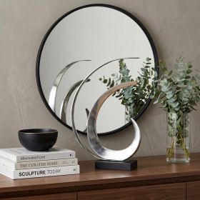 18" Black and Silver Buffed Aluminum Tabletop Sculpture