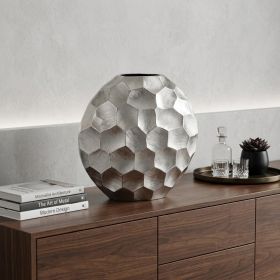 12" Silver Aluminum Cylinder Table Vase