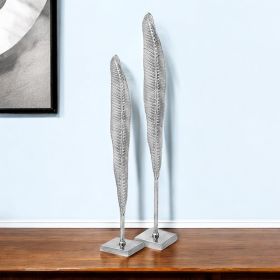33" Silver Aluminum Tabletop Sculpture