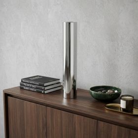 56" Silver Aluminum Cylinder Table Vase