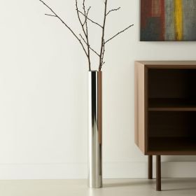 48" Silver Aluminum Cylinder Table Vase