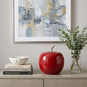 11" Red Aluminum Decorative Apple Tabletop Sculpture