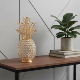 13" Gold and Faux Crystal Pineapple Tabletop Sculpture