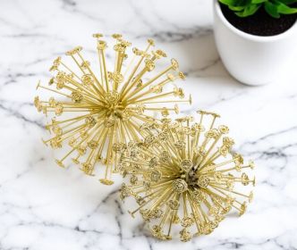 6.5" X 6.5" X 6.5" Gold Starburst Spheres Set Of 2