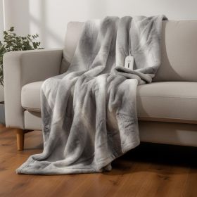 50" X 60" Grey And White Modern Contemporary Heated  Throw Blankets
