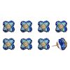 Set of Eight Blue And Green Floral Ceramic Drawer Pull Knobs