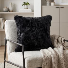 18" Black Wool Throw Pillow