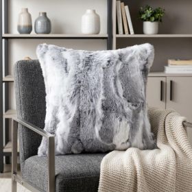 5" X 18" X 18" 100% Natural Rabbit Fur Grey Pillow