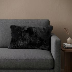 12" X 20" Black Wool Throw Pillow