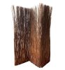 84" Brown Rattan Folding Three Panel Screen Room Divider