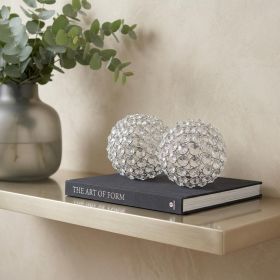4" Silver Faux Crystal and Silver Decorative Orb Tabletop Sculpture