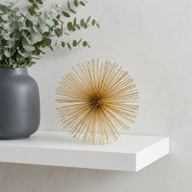 6" Gold Iron Urchin Decorative Orb Tabletop Sculpture