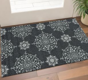 3' X 5' Charcoal Medallion Hand Tufted Area Rug