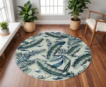 8' Blue and Gray Round Wool Hand Tufted Area Rug