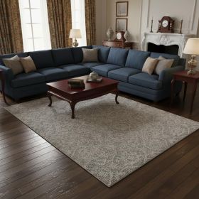 8' X 11' Grey Hand Tufted Space Dyed Ogee Indoor Area Rug