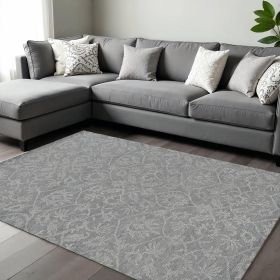 9' X 13' Grey Hand Tufted Space Dyed Floral Ogee Indoor Area Rug