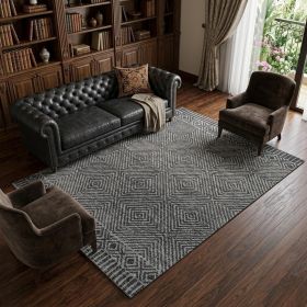 108 X 156 Grey Or  Black Wool Rug