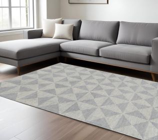 8' X 11' Ivory Hand Tufted Space Dyed Geometric Indoor Area Rug