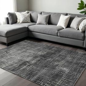 8' X 10' Grey Machine Woven Abstract Scratch Indoor Area Rug