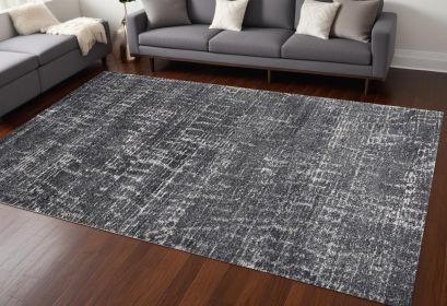 9' X 13' Grey Machine Woven Scratch Indoor Area Rug