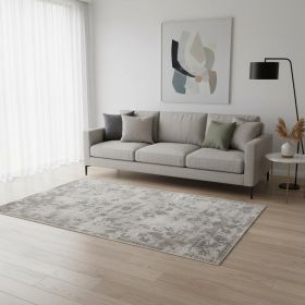 5' X 7' Grey Hand Loomed Traditional Floral Indoor Area Rug
