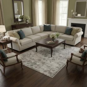 8' X 11' Gray and Ivory Area Rug