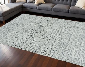 7' Grey Machine Woven Abstract Lines Indoor Runner Rug