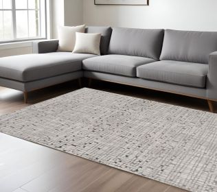 7' X 10' Grey Machine Woven Abstract Lines Indoor Area Rug