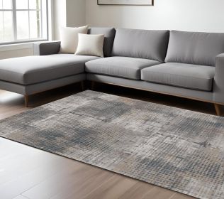 10' X 13' Ivory Grey Machine Woven Abstract Scratch Indoor Area Rug
