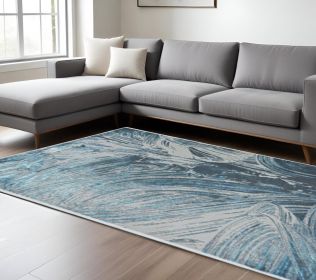 118 X 158 Silver Or  Blue Polypropylene Or Polyester Rug