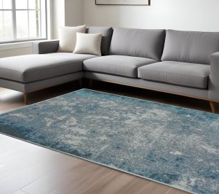 79 X 114 Silver Or  Blue Polypropylene Or Polyester Rug