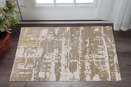 3' X 5' Ivory Or Gold Abstract Area Rug