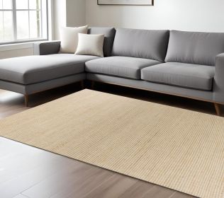 8' X 11' Ivory Hand Woven Wool And Jute Indoor Area Rug
