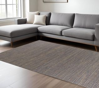 8' X 11' Blue Hand Woven Wool And Jute Indoor Area Rug