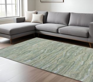 8' X 10' Seafoam Blue Hand Tufted Abstract Indoor Area Rug