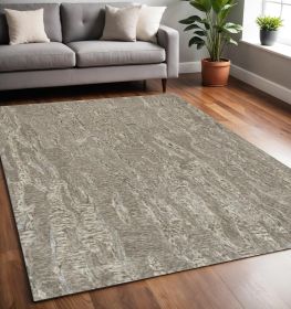 5' X 7' Sand Plain Wool Indoor Area Rug With Viscose Highlights