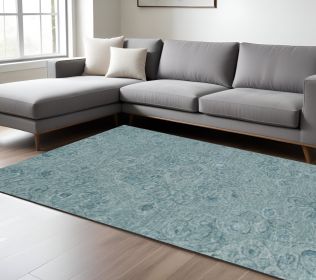 90 X 114 Seafoam Wool Or Viscose Rug