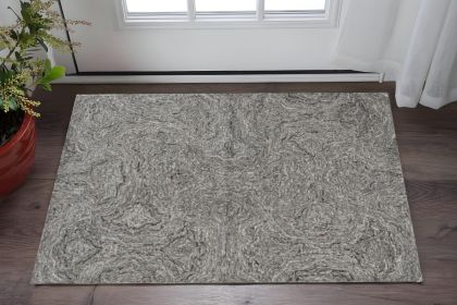 3' X 5' Grey Hand Tufted Abstract Indoor Area Rug
